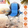 Foldable Camping Chair Heavy Duty Steel Lawn Chair Padded Seat Arm Back Beach Chair 330LBS Max Load with Cup Holder Carry Bag