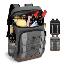 Cooler Backpack 36 Can Leakproof Insulated Cooler Backpack with 25L/6.6Gal for Picnic Camping BeachÂ Hiking Fishing Travel (Option: Grey)
